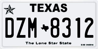 TX license plate DZM8312