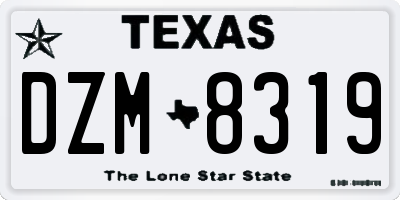 TX license plate DZM8319