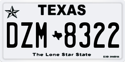 TX license plate DZM8322