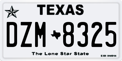 TX license plate DZM8325