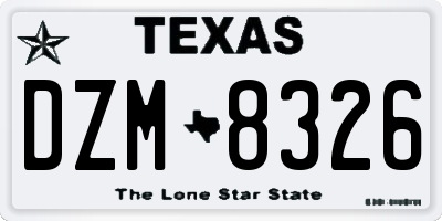 TX license plate DZM8326