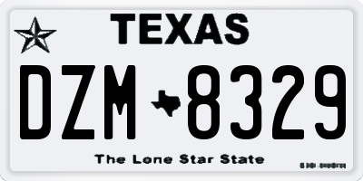 TX license plate DZM8329