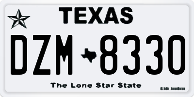 TX license plate DZM8330