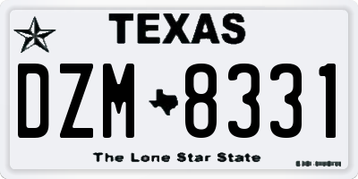 TX license plate DZM8331