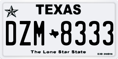 TX license plate DZM8333