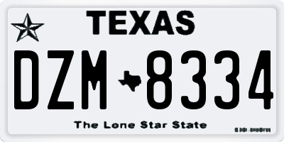 TX license plate DZM8334