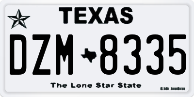 TX license plate DZM8335