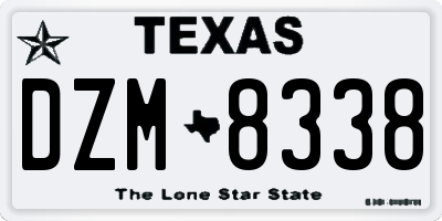 TX license plate DZM8338