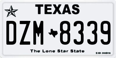 TX license plate DZM8339