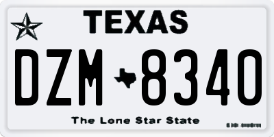TX license plate DZM8340