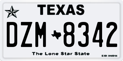 TX license plate DZM8342