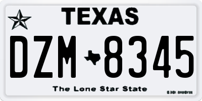 TX license plate DZM8345