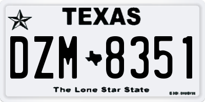 TX license plate DZM8351