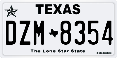 TX license plate DZM8354