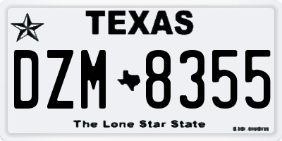 TX license plate DZM8355