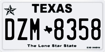 TX license plate DZM8358