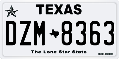 TX license plate DZM8363