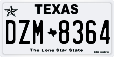 TX license plate DZM8364