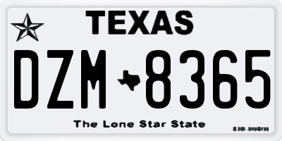 TX license plate DZM8365