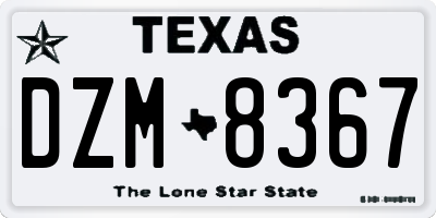 TX license plate DZM8367
