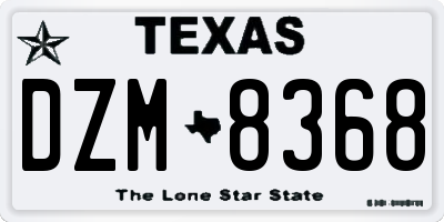TX license plate DZM8368