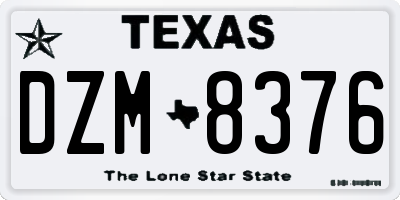 TX license plate DZM8376