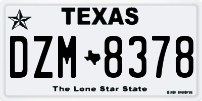 TX license plate DZM8378