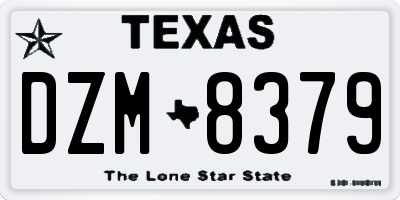 TX license plate DZM8379