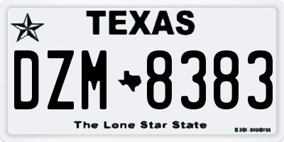 TX license plate DZM8383