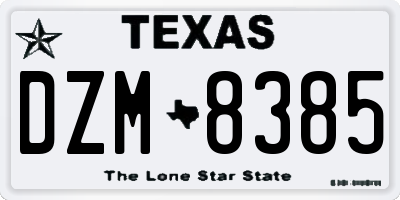 TX license plate DZM8385