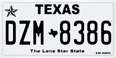 TX license plate DZM8386