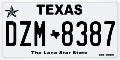 TX license plate DZM8387