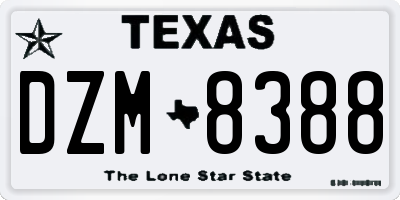 TX license plate DZM8388