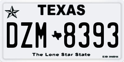 TX license plate DZM8393