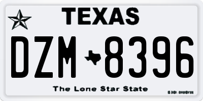 TX license plate DZM8396