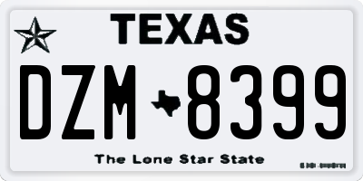 TX license plate DZM8399