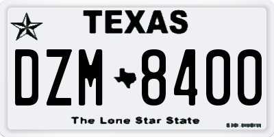 TX license plate DZM8400