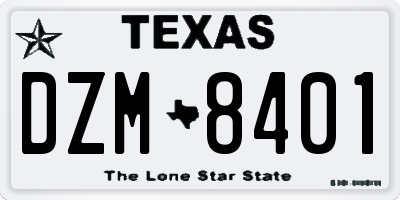 TX license plate DZM8401