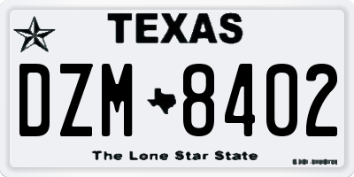 TX license plate DZM8402