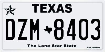 TX license plate DZM8403