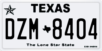 TX license plate DZM8404