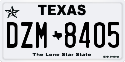 TX license plate DZM8405