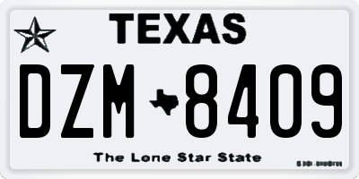 TX license plate DZM8409