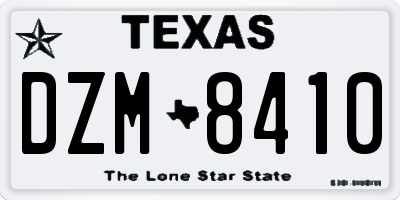 TX license plate DZM8410