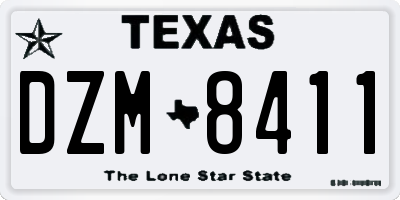 TX license plate DZM8411
