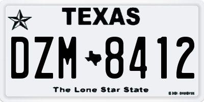 TX license plate DZM8412