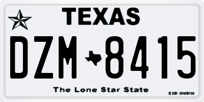 TX license plate DZM8415