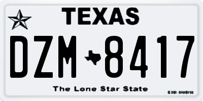 TX license plate DZM8417