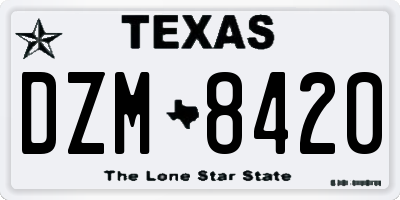 TX license plate DZM8420