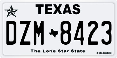 TX license plate DZM8423
